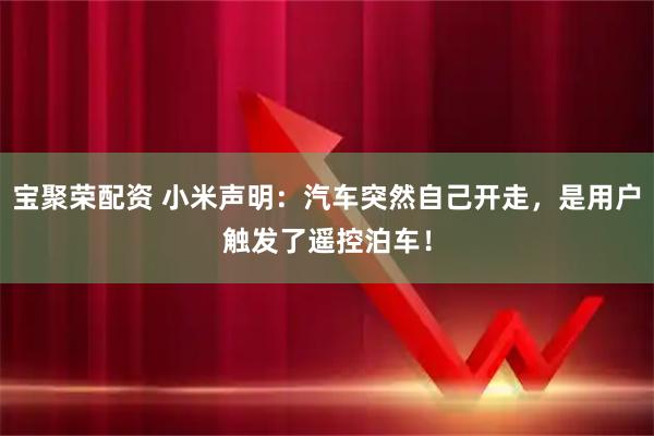 宝聚荣配资 小米声明:汽车突然自己开走,是用户触发了遥控泊车!